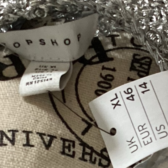 244. TOPSHOP Silver Cover-Up / Dress NWT Size 14 - Picture 8 of 9